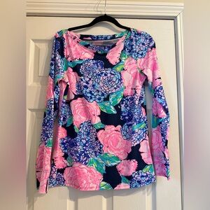 Lilly Pulitzer Pink and Blue Floral Long Sleeve Top